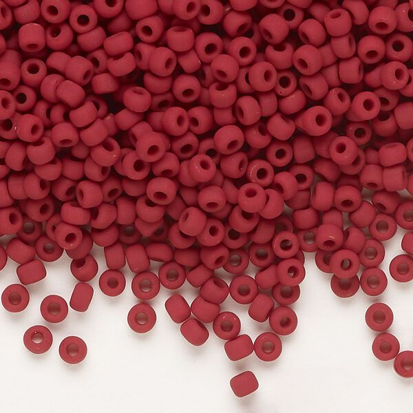 Seed bead, Dyna-Mites&trade;, glass, opaque matte brick red, #8 round. Sold per 1/2 kilogram pkg. image number 0