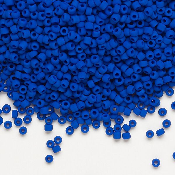 Seed bead, Dyna-Mites&trade;, glass, pkg/1/2kg, #11 round, opaque matte dark blue, (738MA 11/0 RR). image number 0