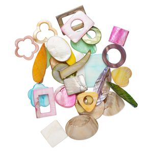 Mother-of-pearl shell 1pkg5oz, mixed shapes bead mix mixed colors 20x16mm-49x30mm