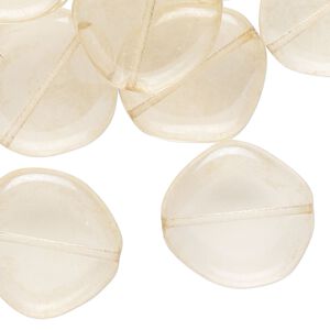 Bead, Czech pressed glass, transparent pale orange, 21x20mm irregular flat round. Sold per 2-ounce pkg, approximately 15 beads.