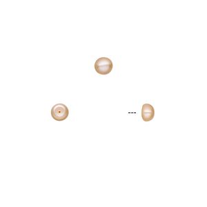 Pearl, White Lotus&trade;, cultured freshwater, peach, 4-5mm half-drilled button, B grade, Mohs hardness 2-1/2 to 4. Sold per pkg of 5 pairs.