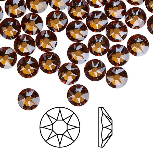 Flat back 144pk light amber foil back, Crystal Passions&reg; 6.32-6.5mm rose round SS30 2088 image number 0
