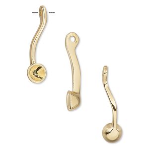 Drop, Almost Instant Jewelry&reg;, gold-finished "pewter" (zinc-based alloy), 23x6mm single-sided curved with PP32 setting. Sold individually.