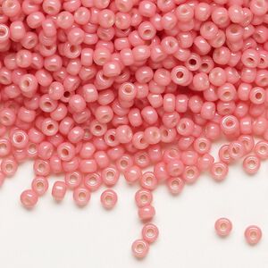Seed bead, Miyuki, glass, pkg/250g, #8 rocaille, Duracoat&reg; opaque outside dyed guava, (RR-4465).