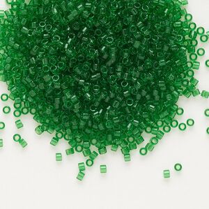 Seed bead, Delica&reg;, glass, pkg/50g, #11 round, transparent green (DB-0705).