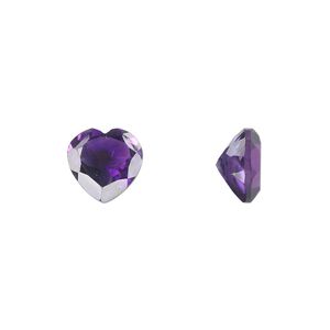 Amethyst 1pkg1, hand-cut faceted heart gem natural 10mm