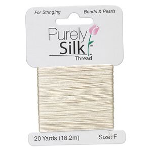 Thread, Purely Silk&trade;, ecru, size F. Sold per 20-yard card.