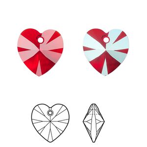 Drop 24pk light Siam shimmer, Crystal Passions&reg; 14mm pendant heart 6228