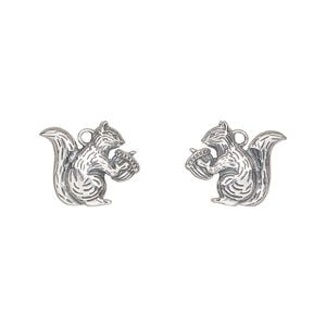 Charm 1pkg1, antiqued sterling silver, 13x12mm 2-sided chipmunk.