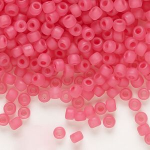 Seed bead, Dyna-Mites&trade;, glass 1pkg40g, #6 round, translucent matte inside dyed color pink (210MA 11/0 RR)