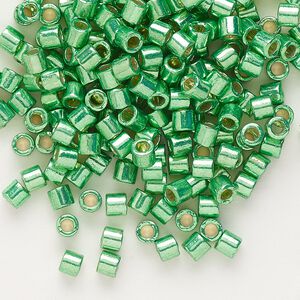 Seed bead, Delica&reg; 1pkg250g glass, #8 round, Duracoat&reg; opaque galvanized dark mint green / outside dyed (DBL-1844)