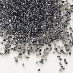 Seed bead, Delica&reg;, glass, pkg/7.5g, #11 round, translucent charcoal-lined luster crystal clear (DB-0925).