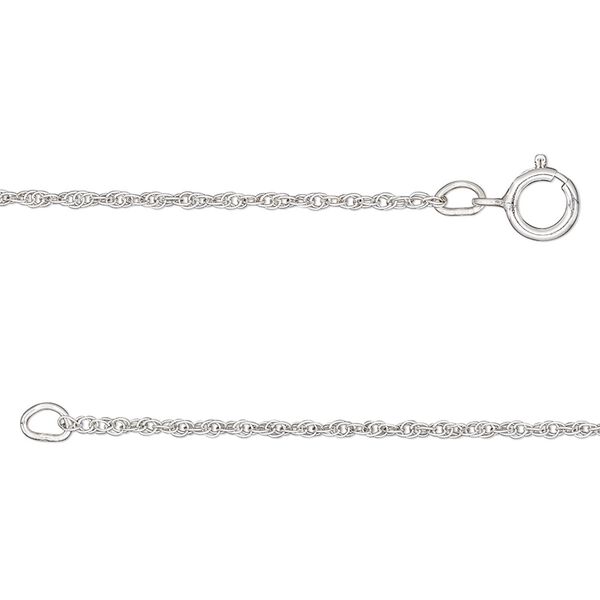 Chain 1pkg1 sterling silver rope, 1mm triple / mixed clasp, Gossamer&trade; 16 inch image number 0