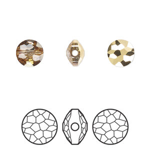 Bead 1pkg4 crystal aurum, Crystal Passions&reg; 8mm puffed round 5034