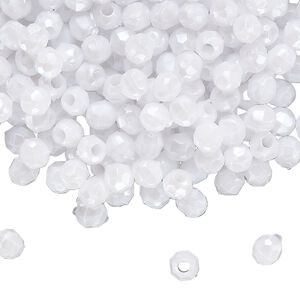 Bead, acrylic 1pkg50g, opaque white pearl, 4mm faceted round.
