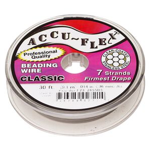 Beading wire, Accu-Flex&reg;, nylon and stainless steel, clear, 7 strand, 0.014-inch diameter. Sold per 30-foot spool.