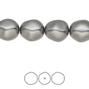 Pearl 100pk dark grey, Swarovski&reg; 12x11mm baroque round 5841