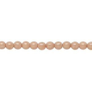 Bead, Czech dipped d&eacute;cor glass druk, opaque brown, 4mm round. Sold per 15-1/2" to 16" strand.
