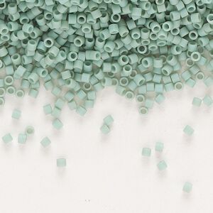 Seed bead, Delica&reg;, glass, pkg/250g, #15 round, opaque matte luster seafoam (DBS-0374).