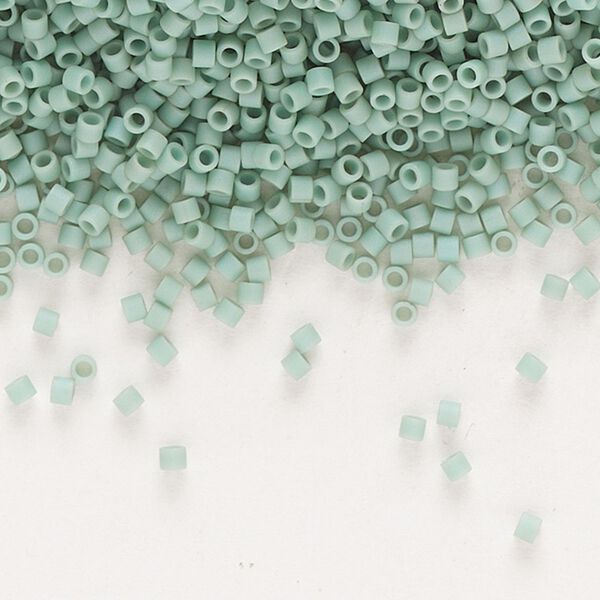 Seed bead, Delica&reg;, glass, pkg/250g, #15 round, opaque matte luster seafoam (DBS-0374). image number 0