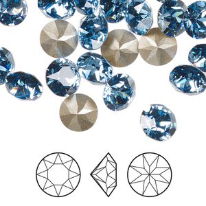 Chaton 6pk cool blue foil back, Crystal Passions&reg; Regenerated 8.16 to 8.41mm round SS39 1088