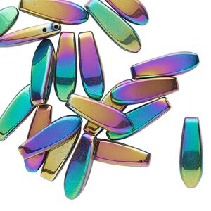 Hemalyke&trade; 1pkg20, electroplated top-drilled teardrop bead 14.5x5mm