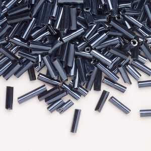 Bead, Ming Tree&trade;, bugle bead, glass, pkg/1/4 pound, 1/4 inch, rainbow opaque grey.