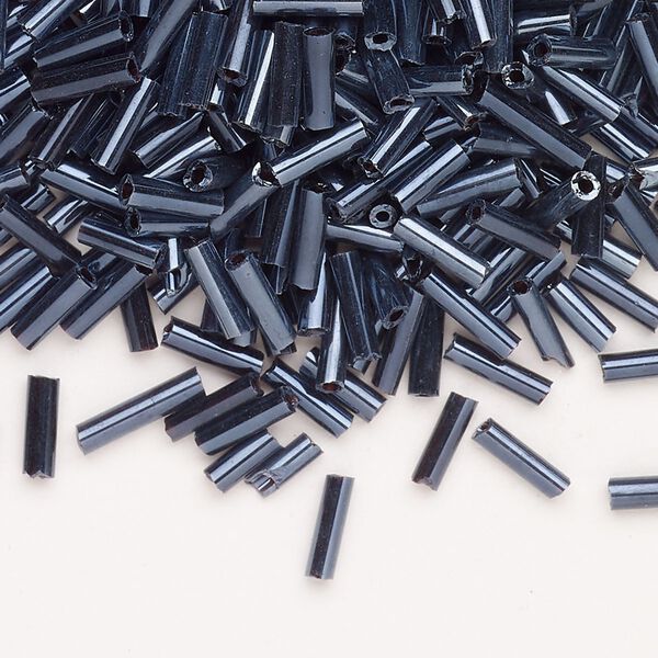 Bead, Ming Tree&trade;, bugle bead, glass, pkg/1/4 pound, 1/4 inch, rainbow opaque grey. image number 0
