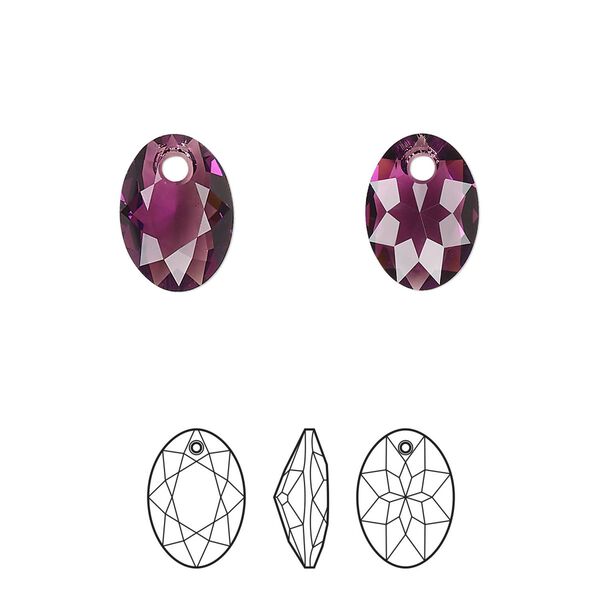 Drop 48pk amethyst, Swarovski&reg; 11.5mm pendant elliptic cut 6438 image number 0