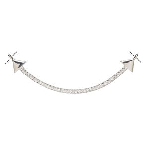 Focal, cubic zirconia and rhodium-plated sterling silver, clear, 45x14mm single-sided curved double arrow with (2) loops. Sold individually.