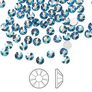 Flat back 1440pk denim blue AB foil back, Preciosa MAXIMA Czech crystal hotfix rhinestone 3.8-4mm chaton rose round SS16