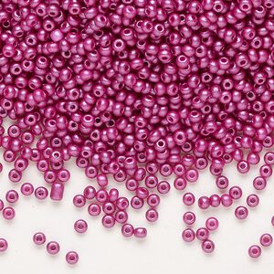 Seed bead, Preciosa Ornela Czech glass, pkg/50g, #11 rocaille, opaque PermaLux dyed purple chalkwhite, (22013).