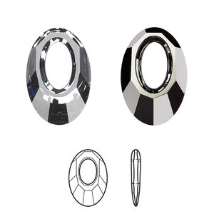Drop 72pk crystal silver night, Swarovski&reg; 20x13.5mm pendant helios 6040