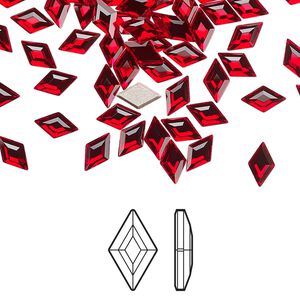 Flat back 288pk light Siam foil back, Swarovski&reg; 6.6x3.9mm diamond 2773