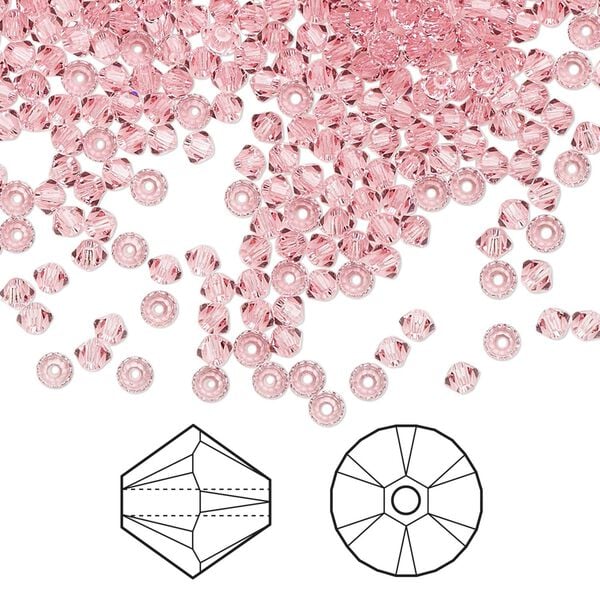 Bead 1440pk light rose, Swarovski&reg; 2.5mm XILION bicone 5328 image number 0