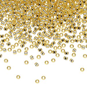 Seed bead, TOHO BEADS&reg;, glass, pkg/50g, #11 round, transparent silver-lined light topaz (TR-11-22).