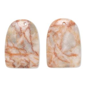 Redline marble 1pkg2, puffed half round flat back drop natural 24x17mm-26x18mm