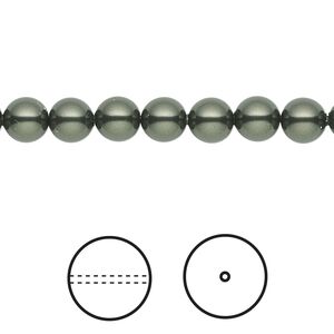 Pearl 500pk dark green, Swarovski&reg; 6mm round 5810