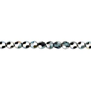 Bead 12pk aquamarine golden Sahara, Crystal Passions&reg; 4mm round 5000
