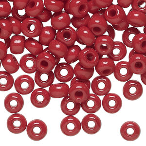 Seed bead, Preciosa Ornela, glass, opaque red coral, #2 rocaille. Sold per 500-gram pkg.