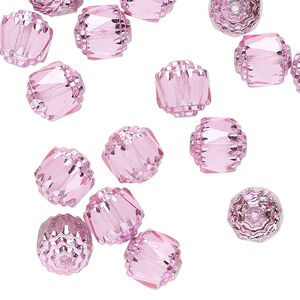Bead 1pkg50, Czech glass, pink and metallic pink, 8mm round cathedral.