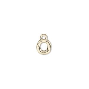 Charm, gold-finished "pewter" (zinc-based alloy), 7.5x7.5mm alphabet letter O. Sold per pkg of 2.
