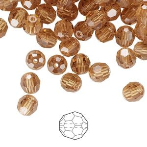 Bead 24pk light Colorado topaz, Preciosa Czech crystal 6mm round