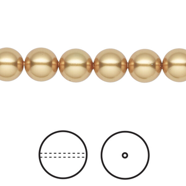 Pearl 1pkg250 royal gold, Swarovski&reg;, 8mm round 5810 image number 0