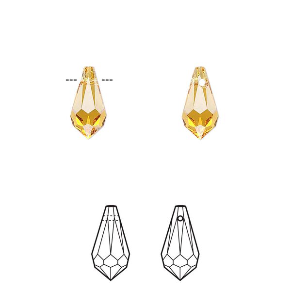Drop 288pk topaz, Swarovski&reg; 11x5.5mm pendant teardrop 6000 image number 0