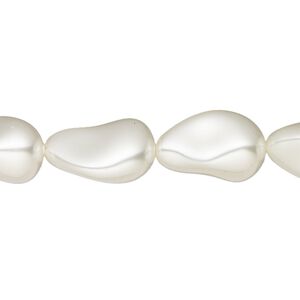 Pearl 10pk white, Crystal Passions&reg; 16x11mm baroque drop 5843
