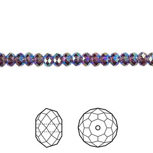 Bead 720pk amethyst shimmer 2X, Swarovski&reg; 4x3mm rondelle 5040