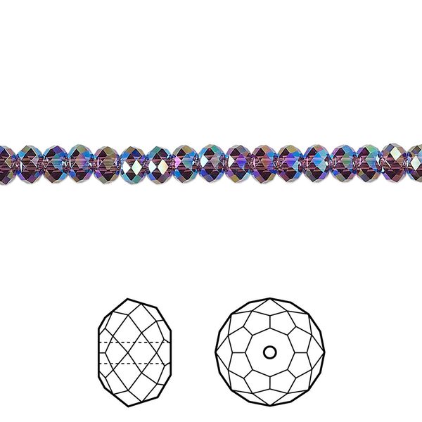 Bead 720pk amethyst shimmer 2X, Swarovski&reg; 4x3mm rondelle 5040 image number 0