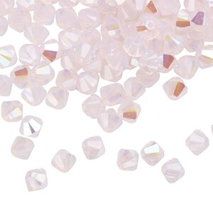Bead 144pk rose water opal shimmer, Crystal Passions&reg; 5mm bicone 5328