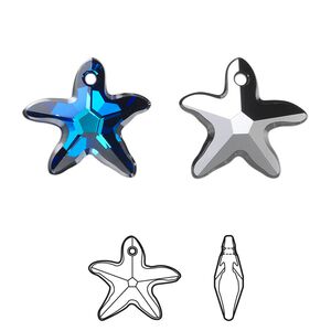 Drop 72pk crystal Bermuda blue P, Swarovski&reg; 17x16mm pendant starfish 6721